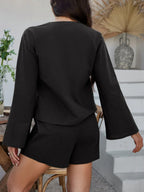 Double Tied V-neck Top Shorts Set (10)