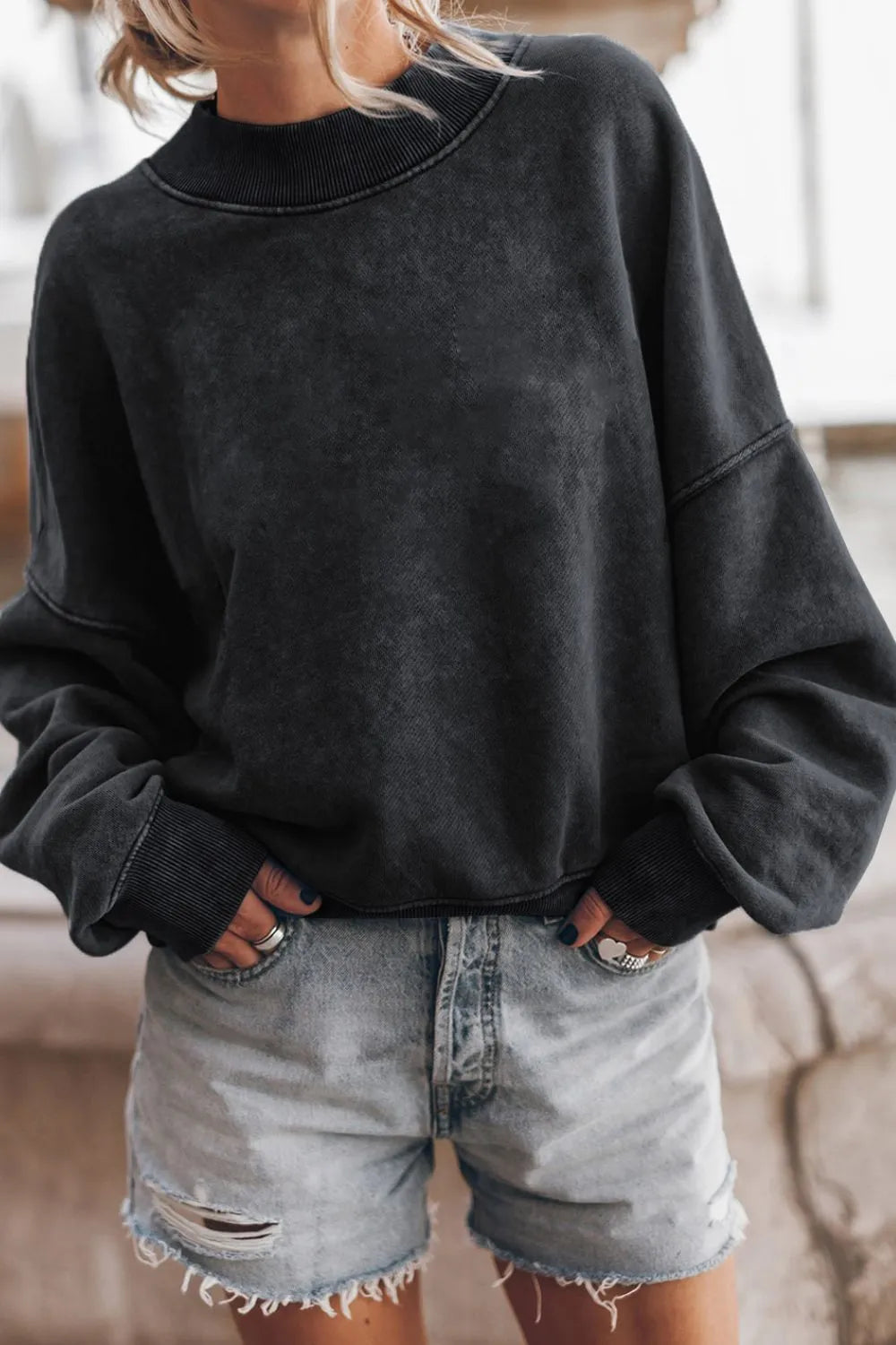 Mock Neck Dropped Shoulder Sweatshirt (14)