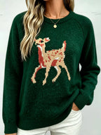 Deer Pattern Raglan Sleeve Sweater (13)