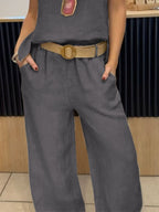 Full Size Round Neck Tank Pants Set Plus (15)