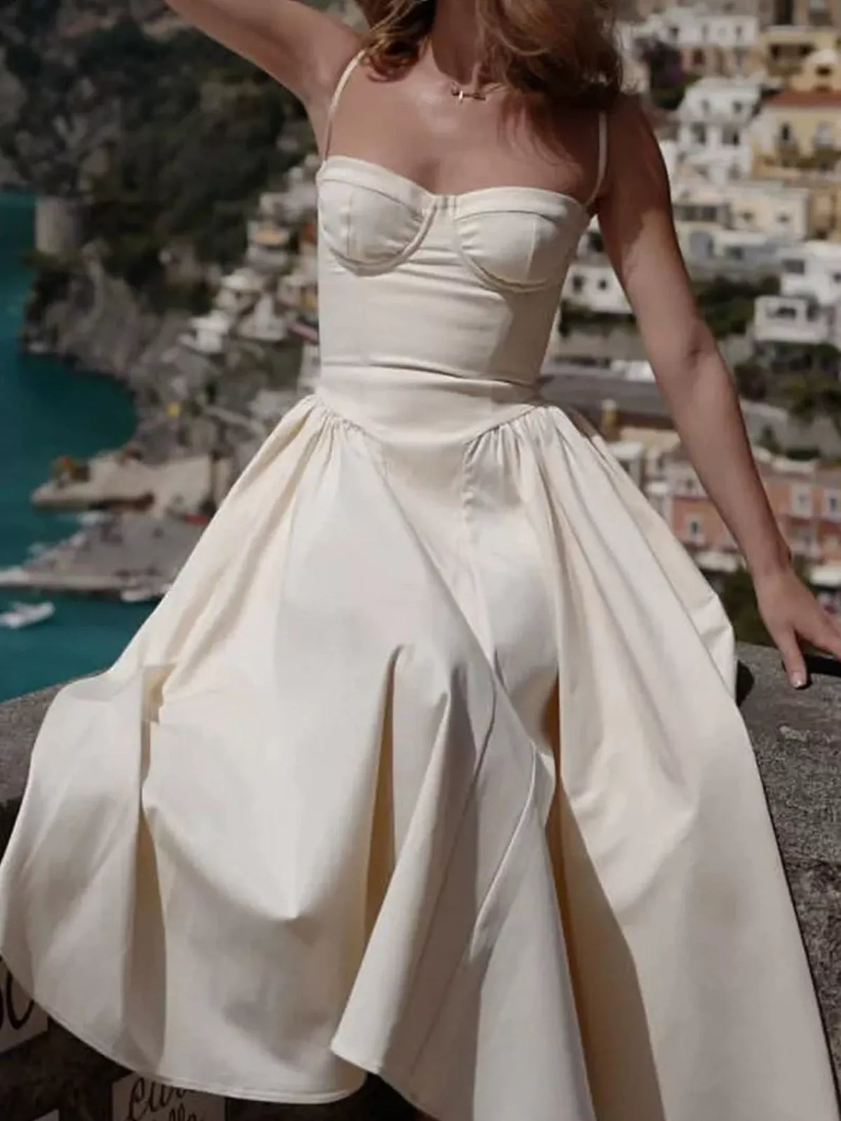 Sweetheart Neck Ruched Midi Dress (3)