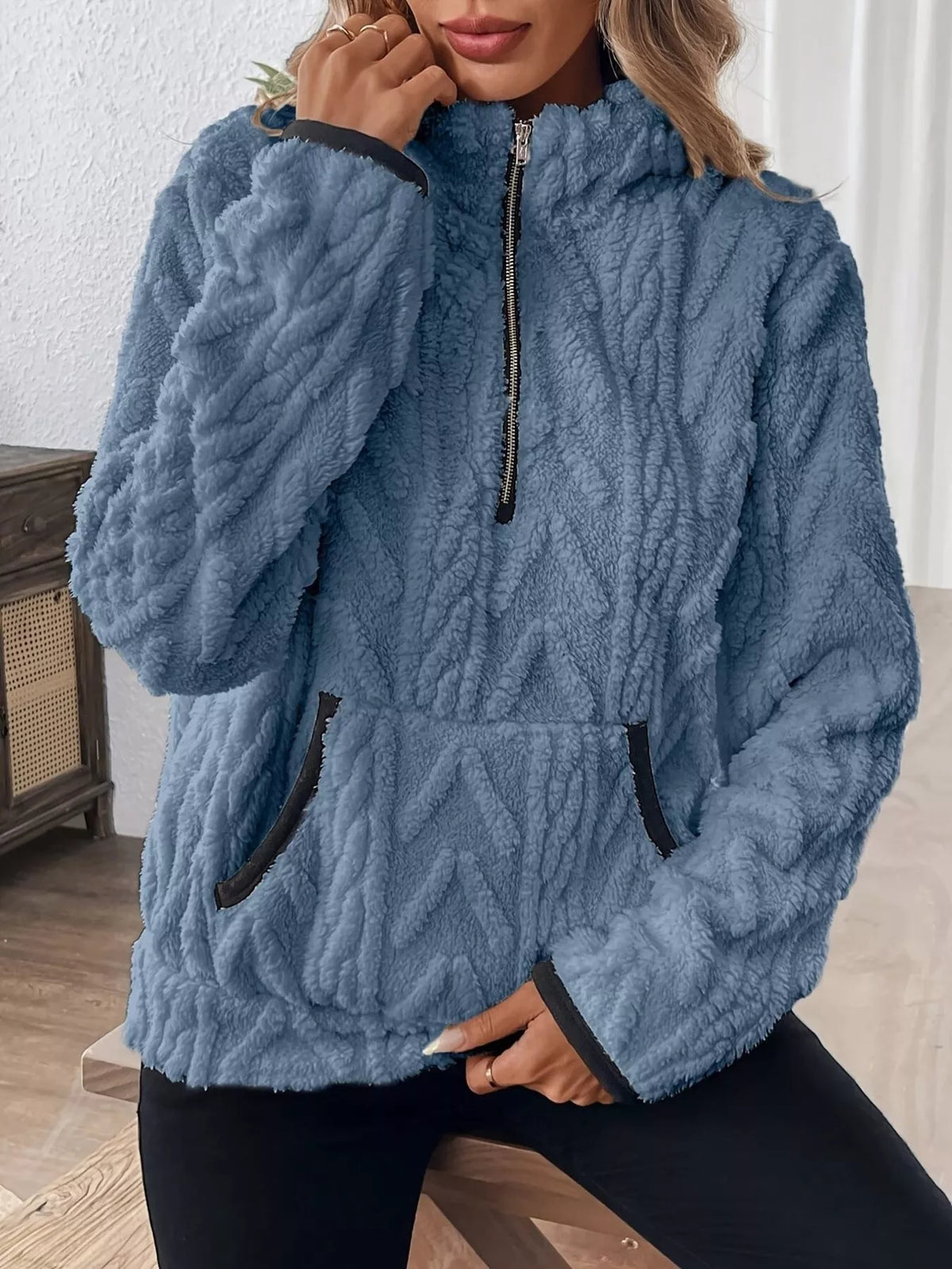 Full Size Fleece Half Zip Sweatshirt Plus (17)