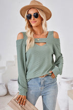 Cutout Square Neck Cold Shoulder T-shirt (27)