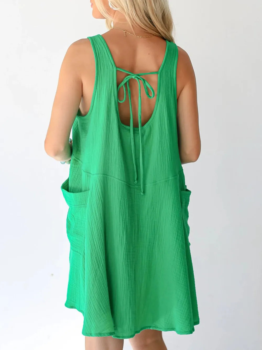 Tied Scoop Neck Wide Strap Mini Dress (8)