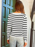Striped Button-up Cardigan (2)
