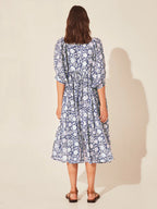 Floral Tie Neck Lantern Sleeve Dress (6)