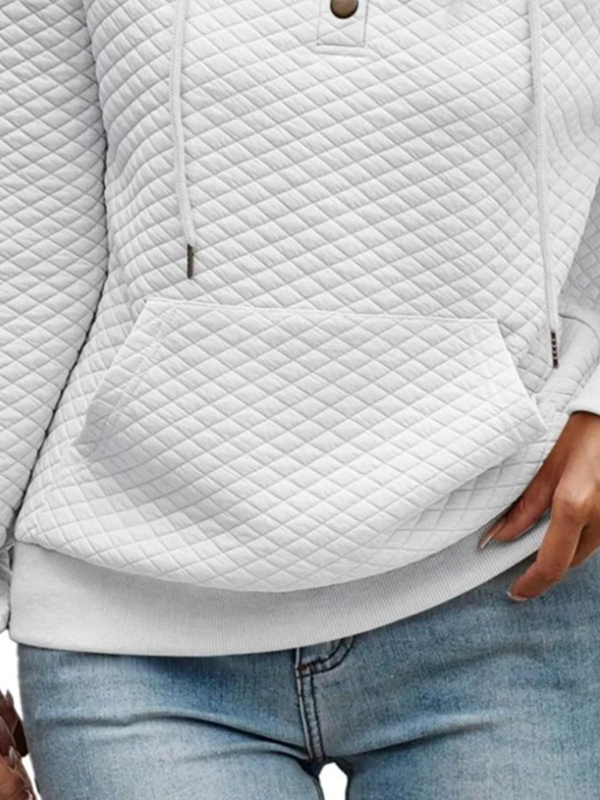 Drawstring Textured Dropped Shoulder Hoodie (28)