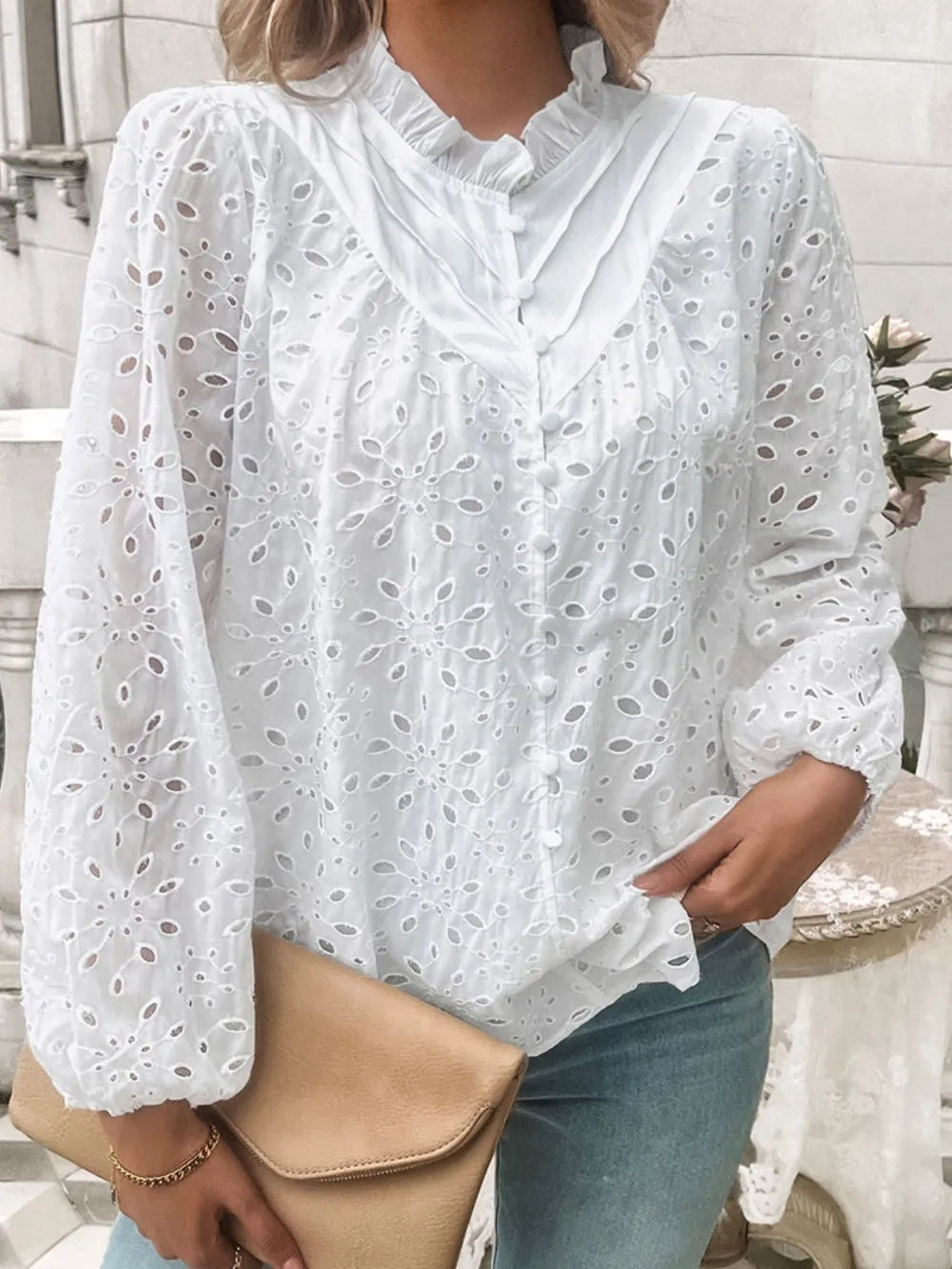 Frill Round Neck Long Sleeve Shirt (15)