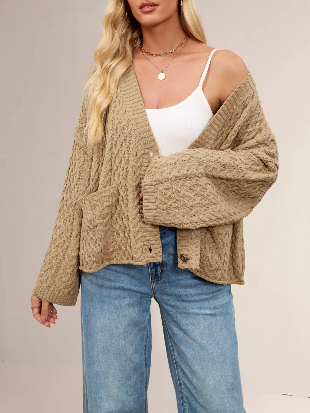 Cable Knit Button-down Cardigan (16)
