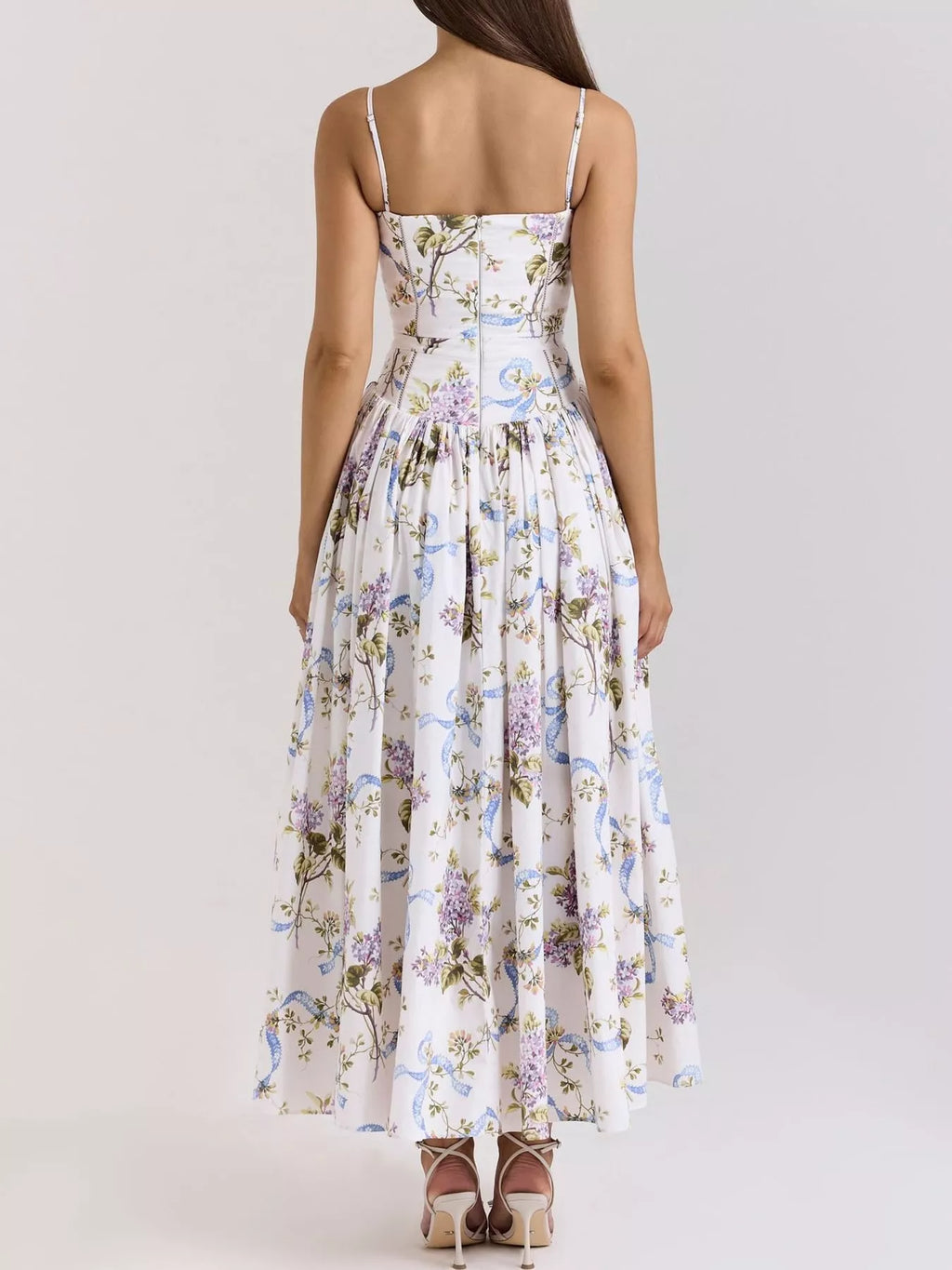Floral Spaghetti Straps Midi Dress (33)