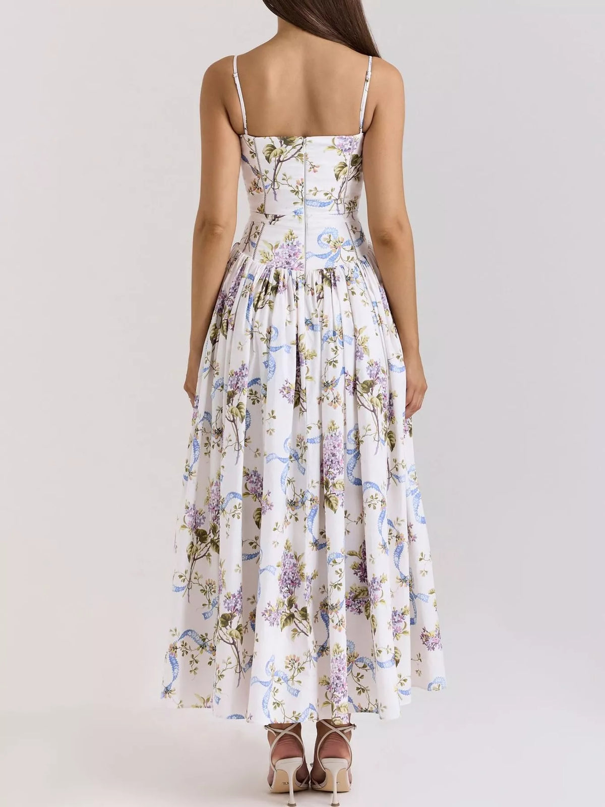 Floral Spaghetti Straps Midi Dress (33)