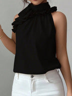 Ruffle High Neck Sleeveless Top (20)