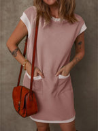 Round Neck Cap Sleeve Mini Dress (15)