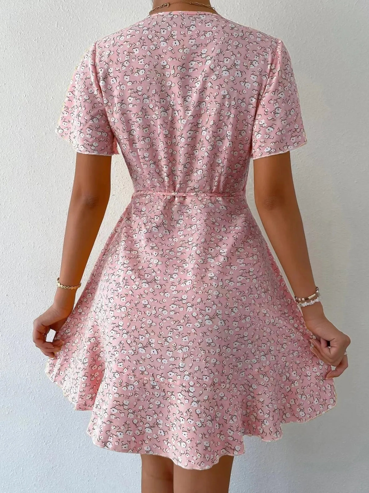 Floral Flutter Sleeve Wrap Mini Dress (14)