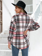 Meet You Outside Plaid Button Down Curved Hem Shacket (9)