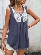 Lace Contrast Scoop Neck Tank (5)