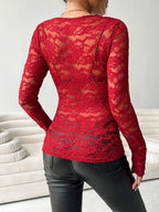 V-neck Long Sleeve Lace Top (20)