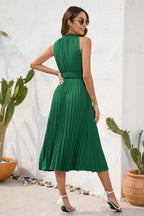 Swiss Dot Tie Neck Sleeveless Dress (2)