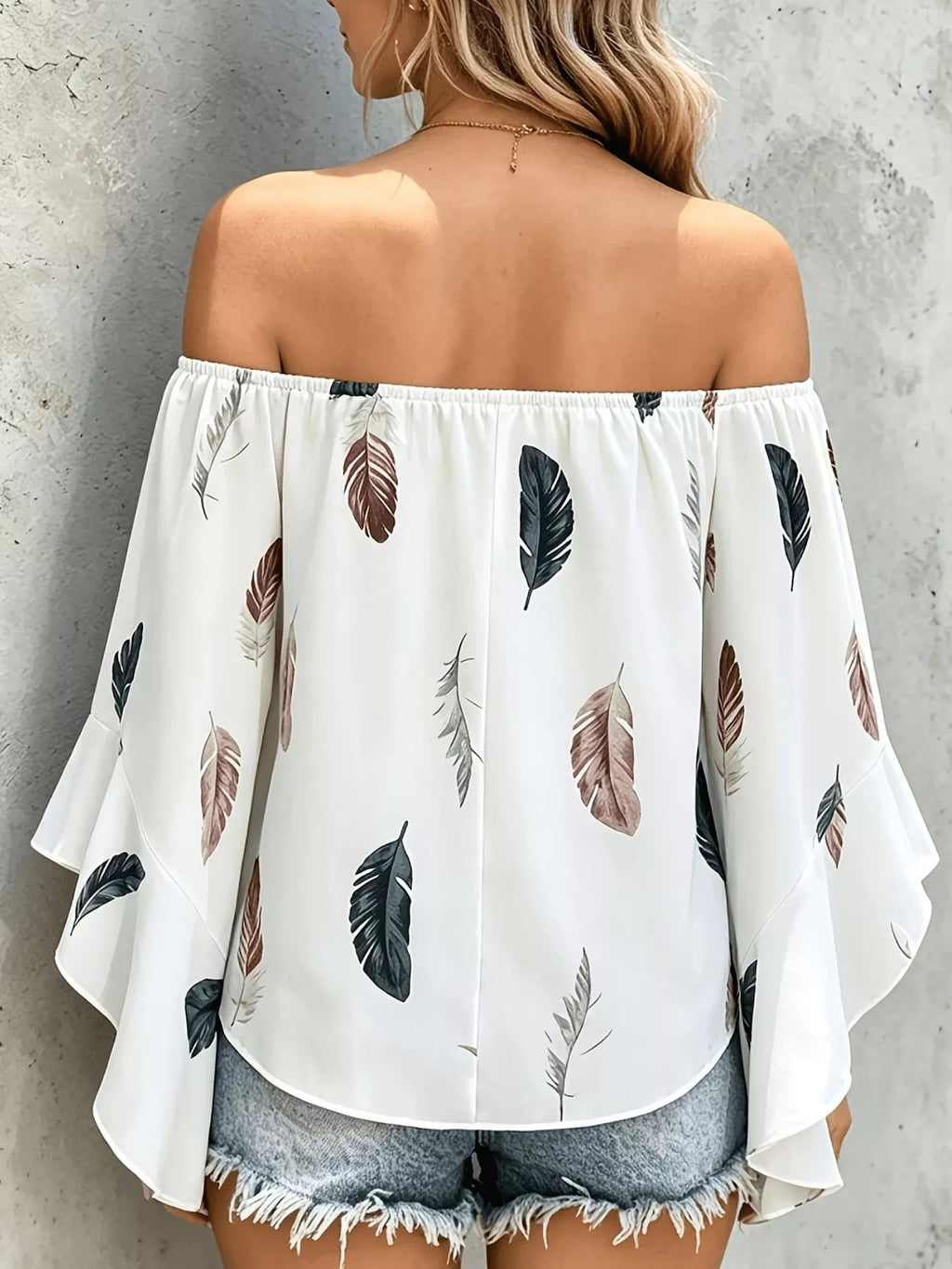 Printed Off Shoulder Blouse (3)