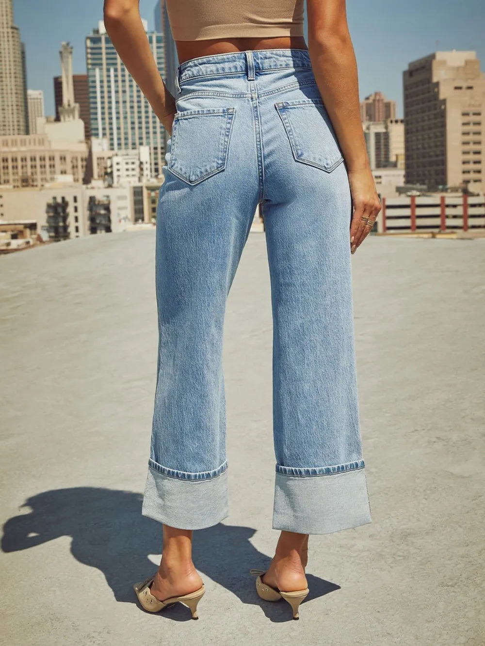 High Waisted Straight Leg Rolled Jeans (18)