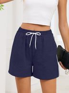 Striped Trim Drawstring Shorts (23)
