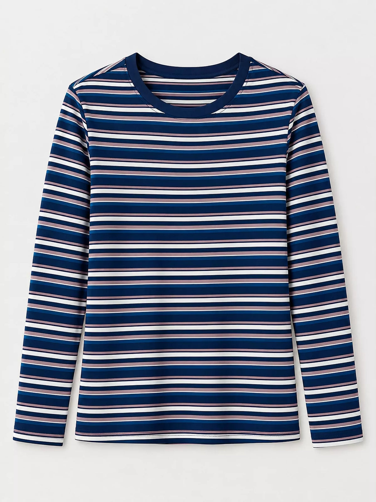 Full Size Long Sleeve Striped Crew Neck Casual T-shirt Plus (3)