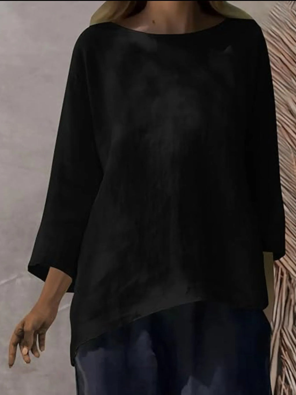 Full Size Round Neck Relaxed Fit Blouse Plus (10)