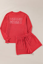 Merry Round Neck Long Sleeve Top Shorts Lounge Set (6)