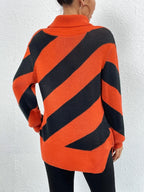 Striped Turtleneck Dropped Shoulder Sweater (2)