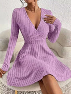 Ribbed Knit Wrap Mini Dress (22)
