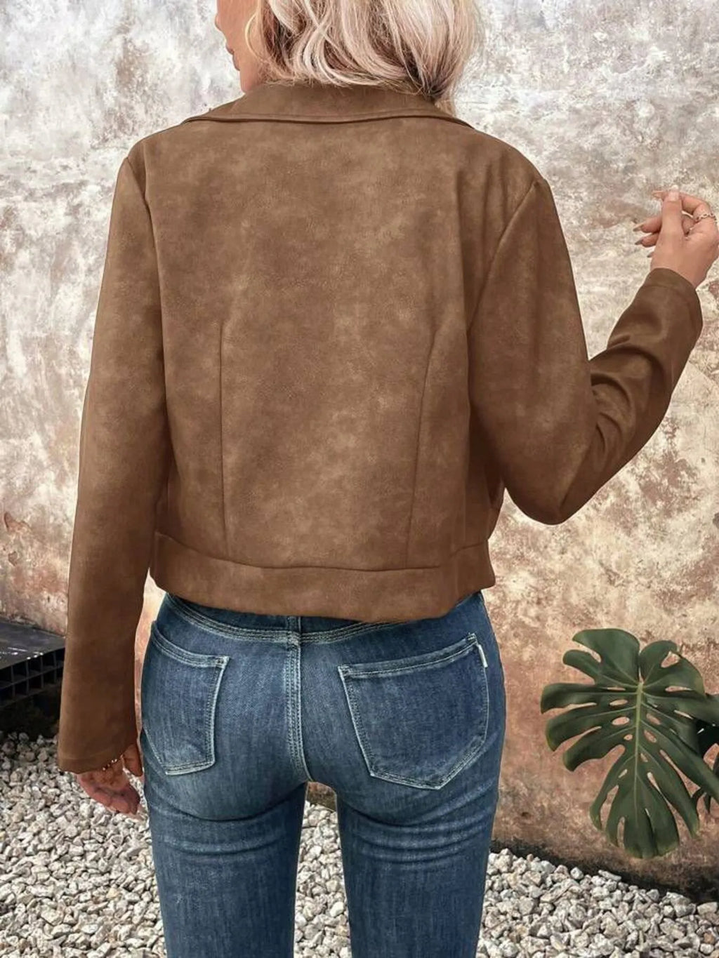Zip Up Suede Cropped Moto Jacket (6)