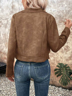 Zip Up Suede Cropped Moto Jacket (6)