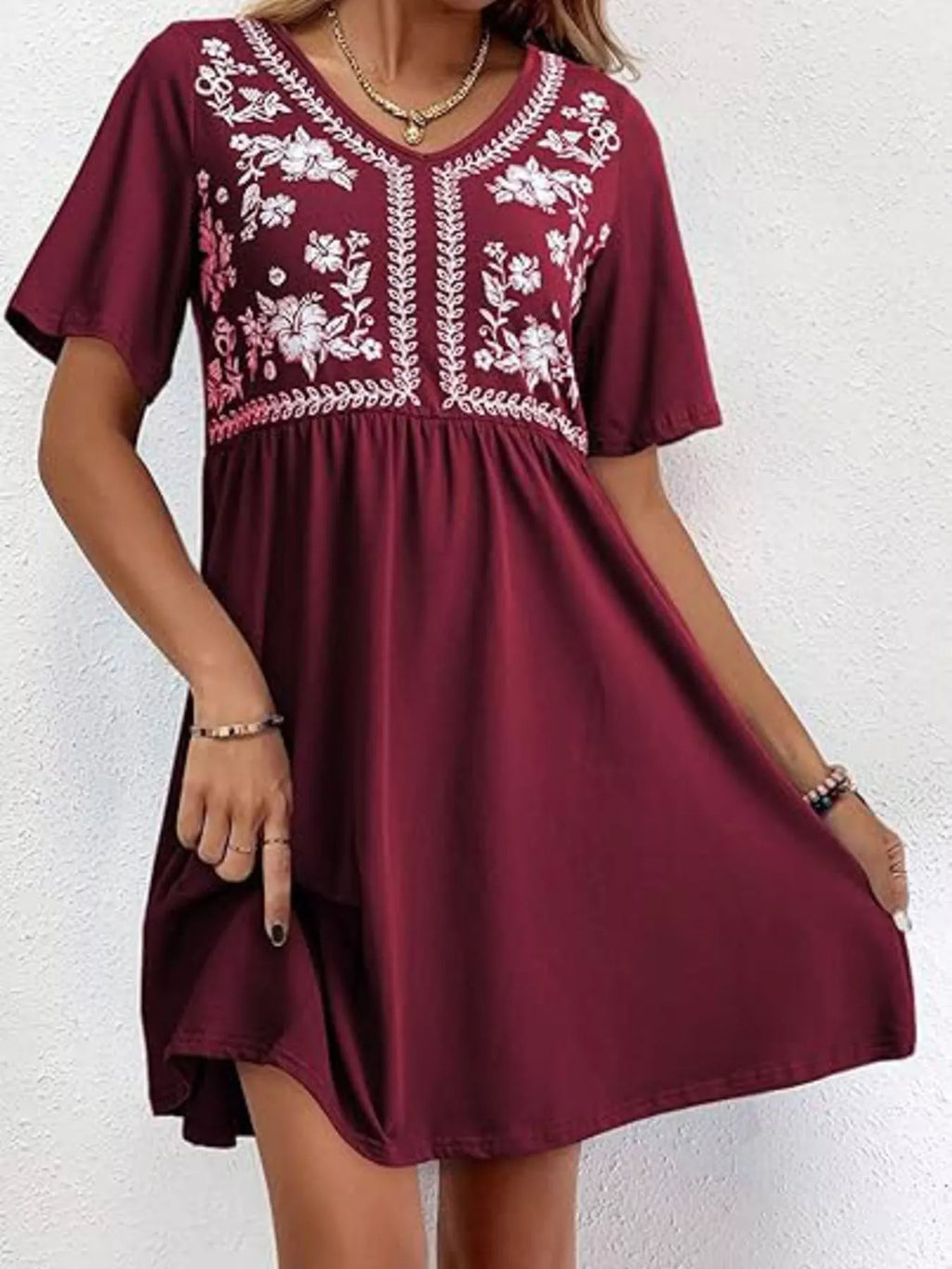 Floral V-neck Mini Dress (11)