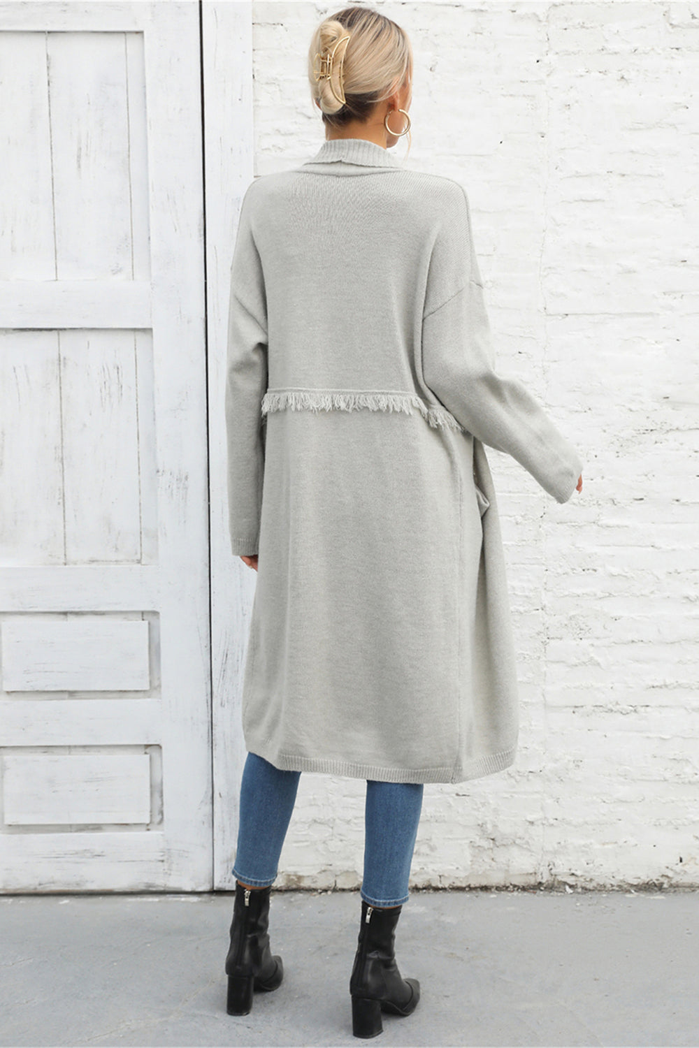 Open Front Pocketed Cardigan (9)