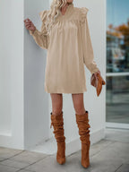 Ruffled Notched Long Sleeve Dress (3)