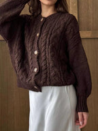 Cable Knit Button-down Cardigan (8)