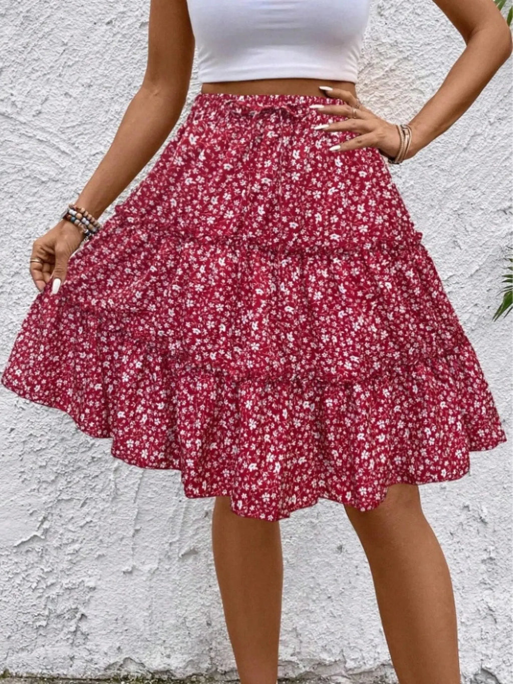 Floral Print Midi Skirt (26)