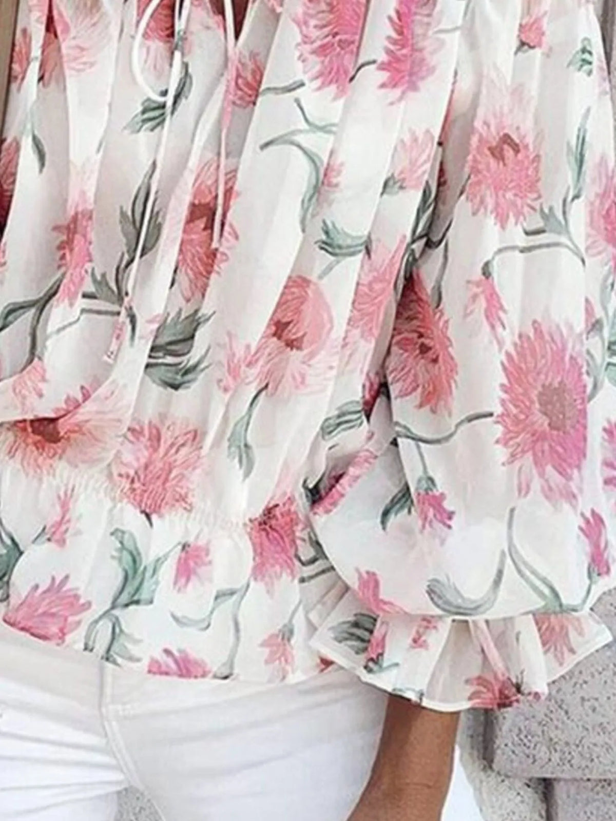 Off-shoulder Floral Print Blouse (9)