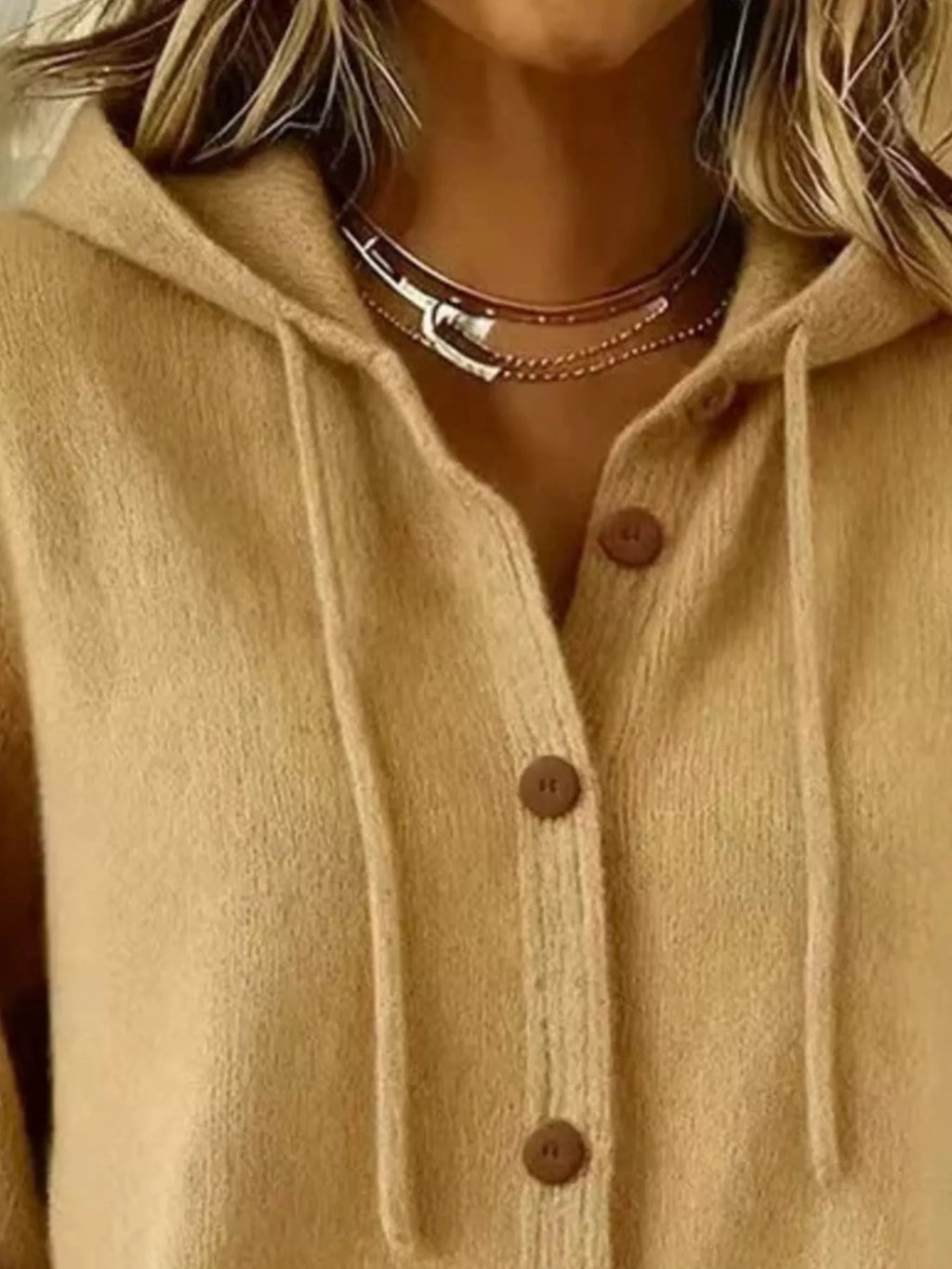 Full Size Hooded Button-down Knit Cardigan Plus (11)
