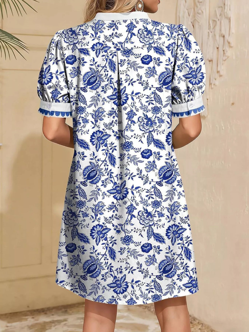 Notched Puff Sleeve Mini Dress (8)