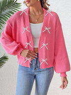 Bow-tie Open Front Knit Cardigan (2)