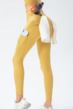 Full Size Slim Fit High Waist Long Sports Pants Pockets