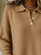 Full Size Half Button Collar Drop Shoulder Sweater Plus (4)