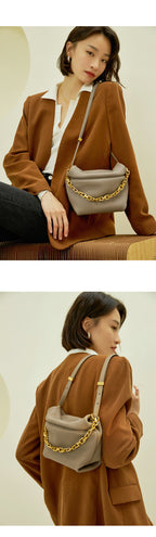Leather Folds Clouds Bag Chain Shoulder Cowhide Crossbody photo 5