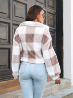 Plaid Dropped Shoulder Buttoned Jacket (8)
