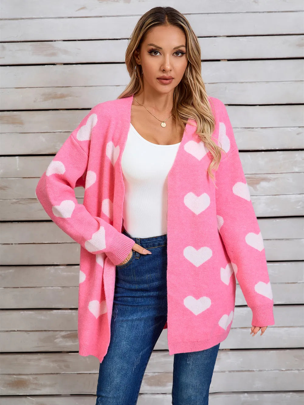 Heart Open Front Long Sleeve Cardigan (18)