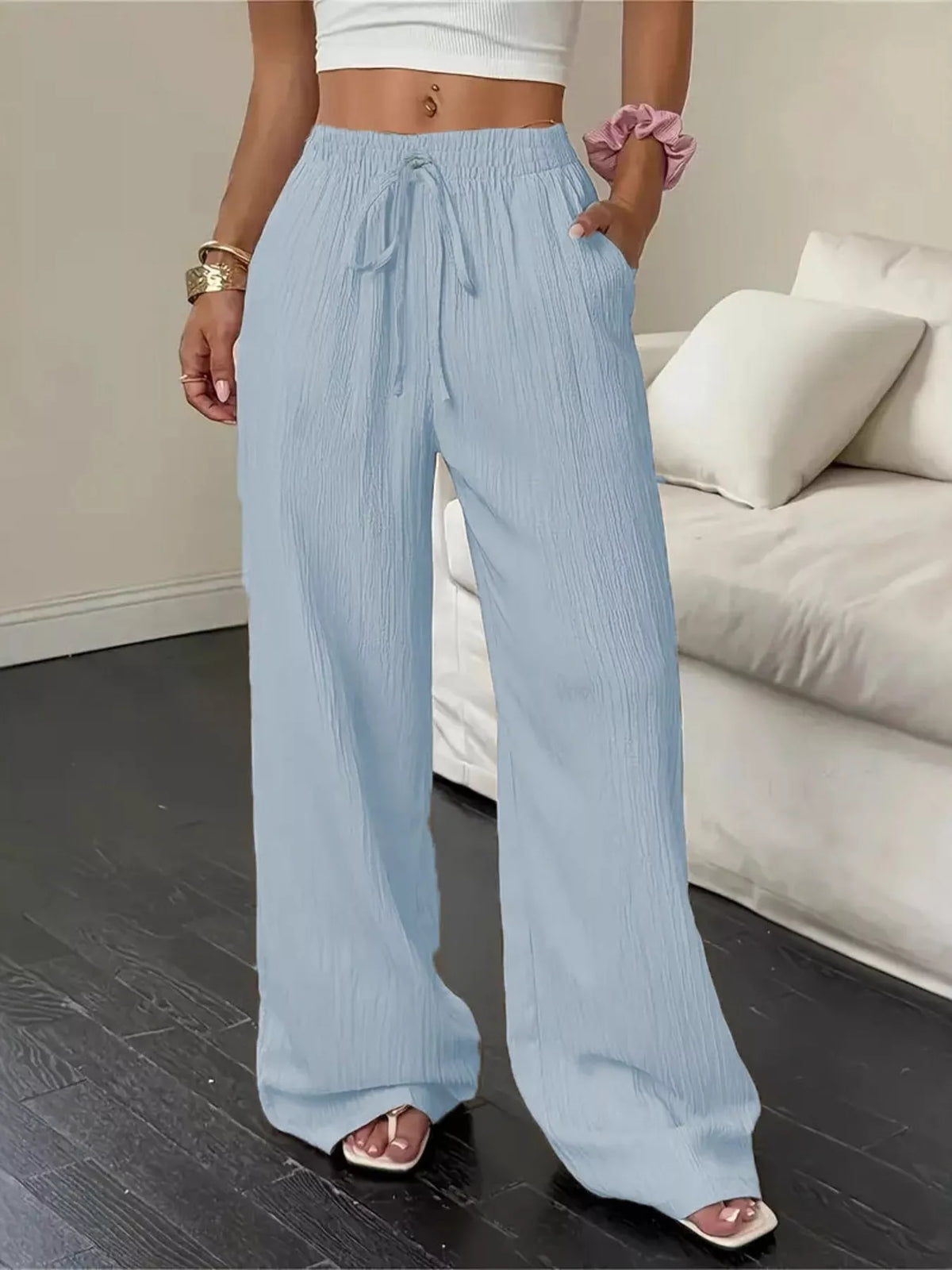 Wide Leg Pants Drawstring (8)