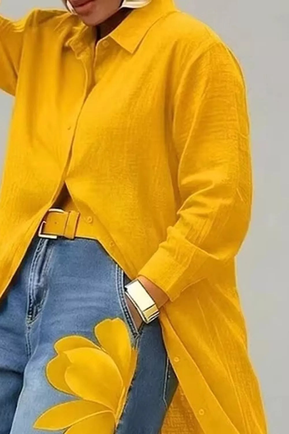 Button Up Long Sleeve Longline Shirt (5)