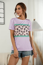 Leopard Block Side Slit Tee