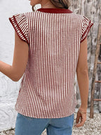 Striped Ruffle Sleeve Blouse (13)
